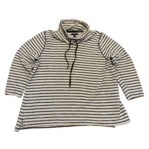 Chaps Striped Cowl Neck 3/4 Sleeve Sweater Top Size 1X